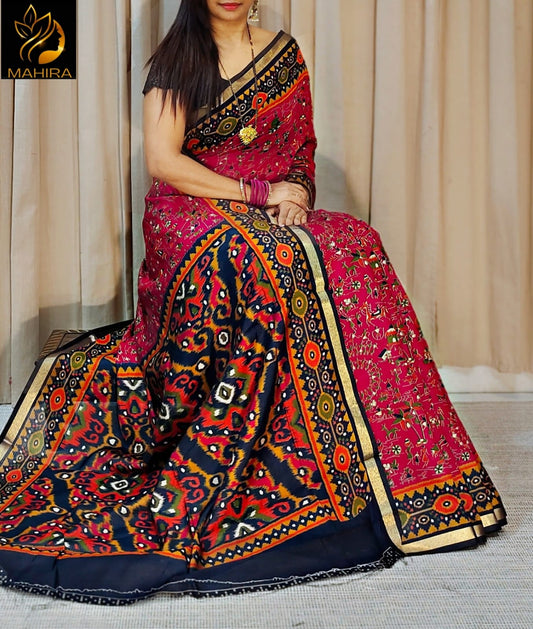 Katha Silk Saree with Golden Border