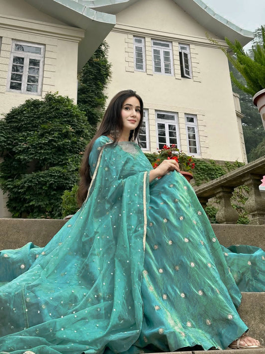 Anarkali Suit with Sequins & Dupatta