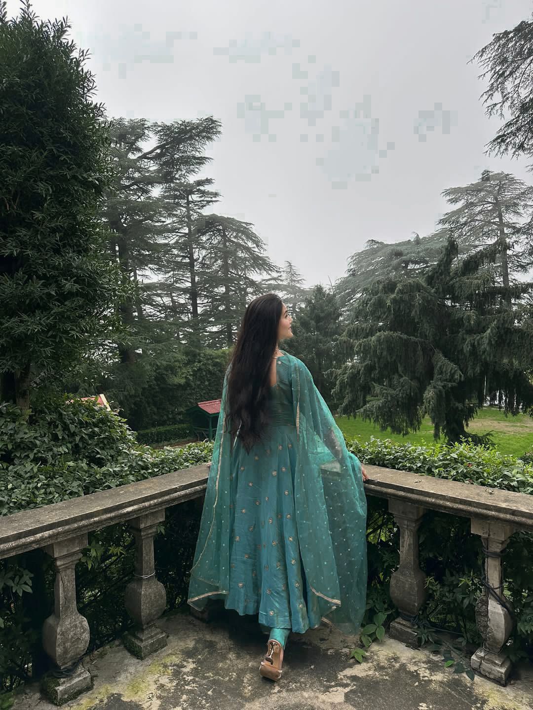 Anarkali Suit with Sequins & Dupatta