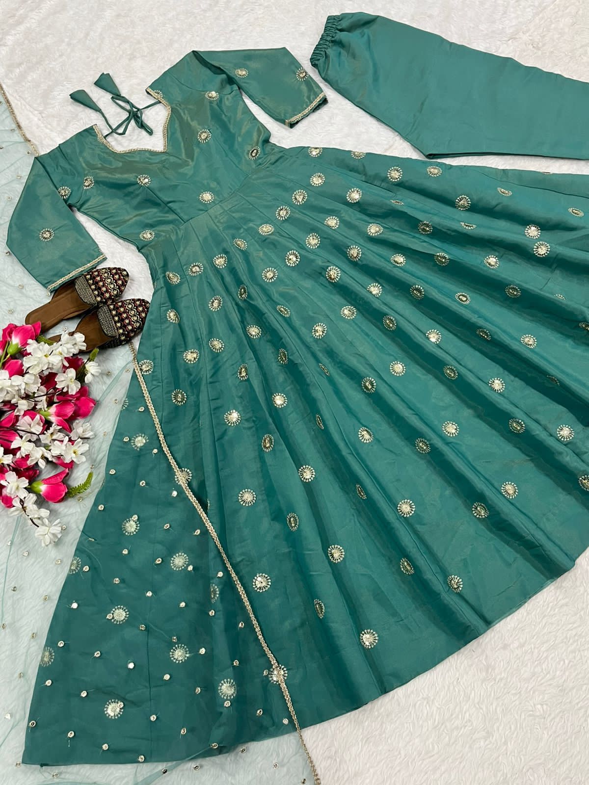 Anarkali Suit with Sequins & Dupatta