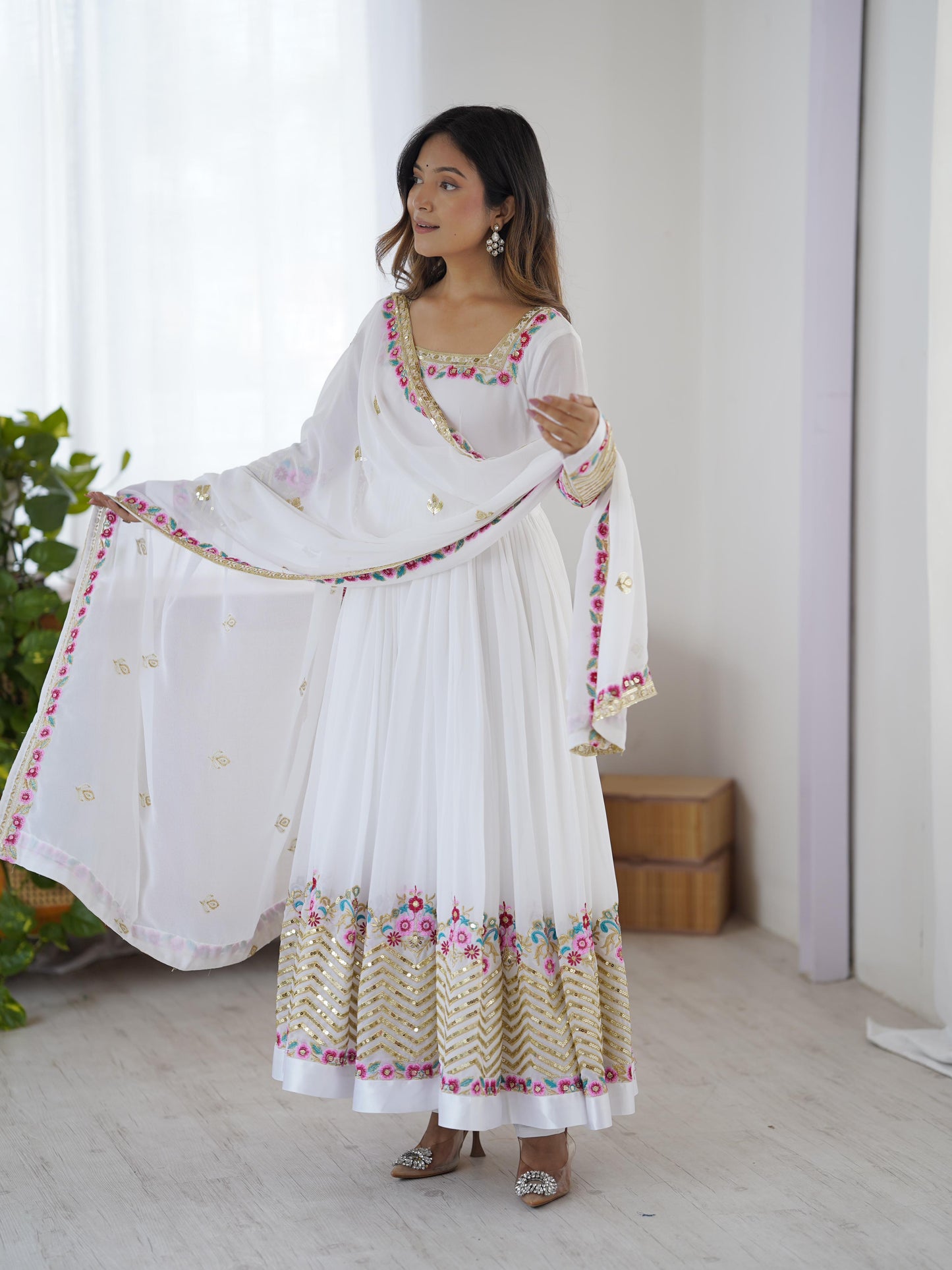 Embroidered Sequins Designer Anarkali 3-Piece Set
