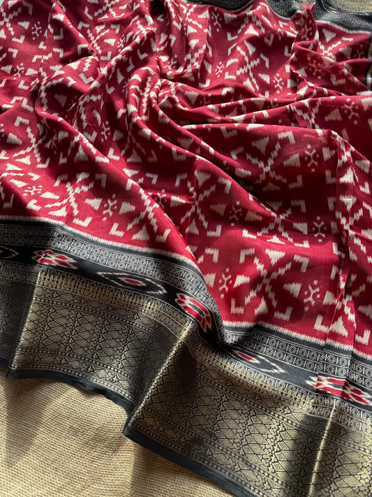Dual-Toned Ikkat Silk Saree