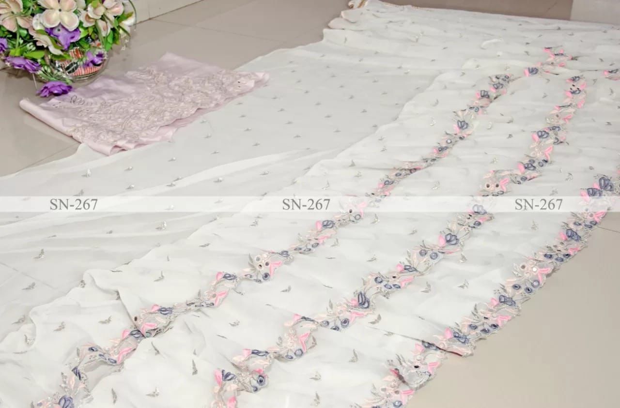 Georgette Saree with Zari & Mirror Work