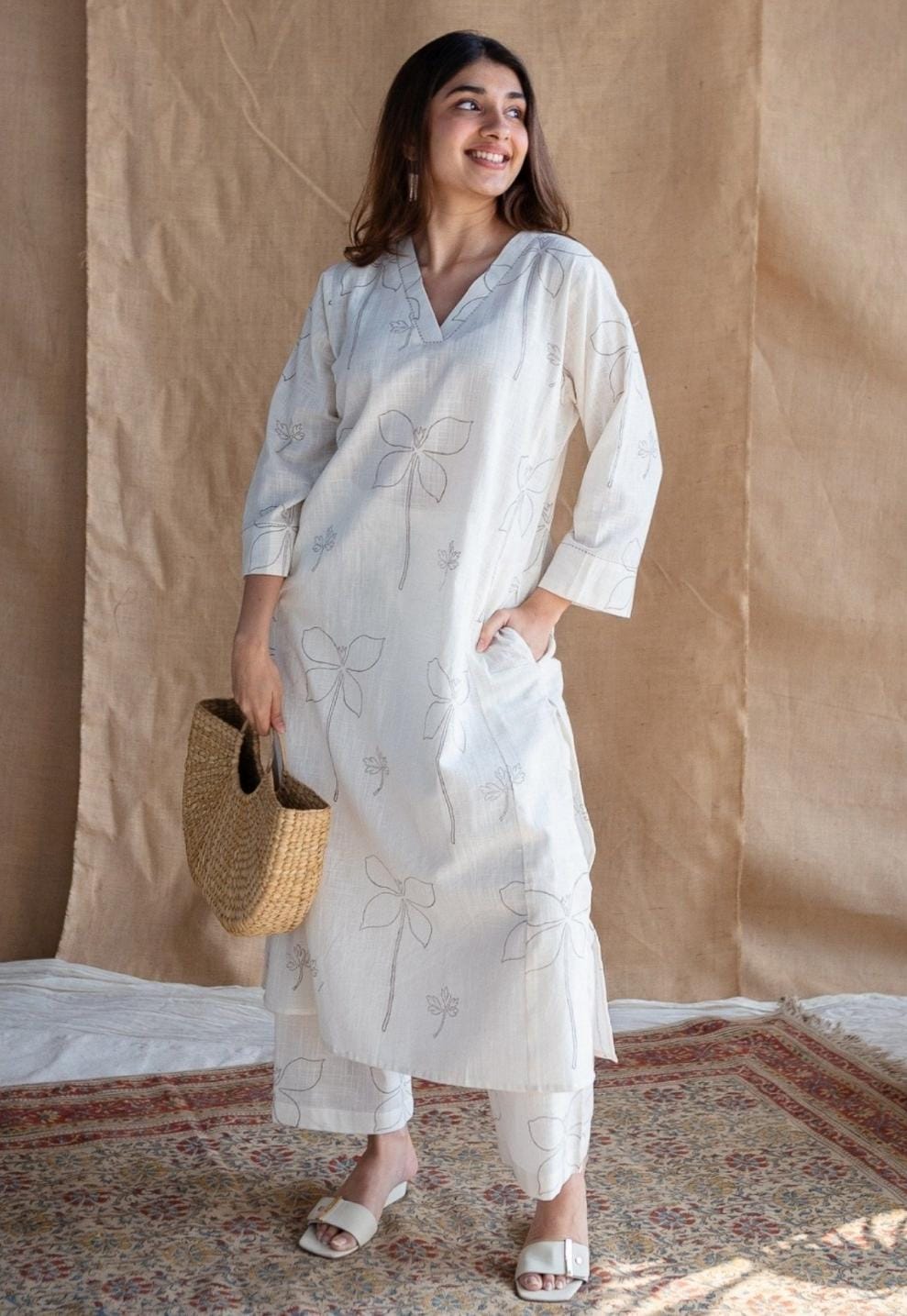 PURE COTTON KURTI WITH SELF PRINT & PLAZZO