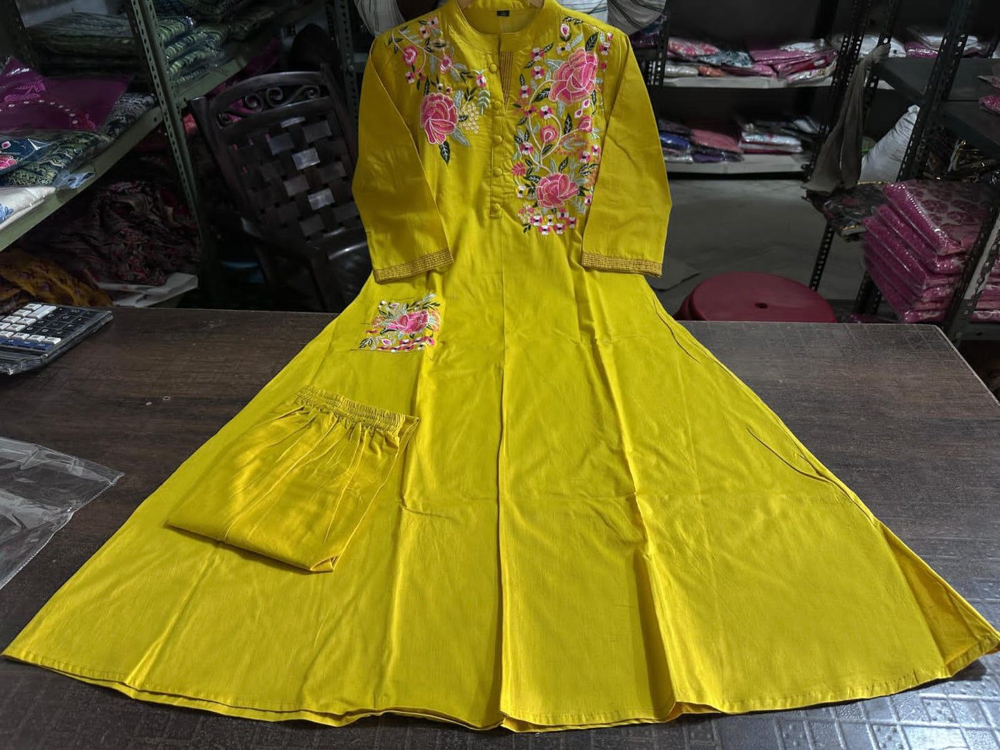 PURE COTTON EMBROIDERY KURTI WITH PANT & DUPATTA
