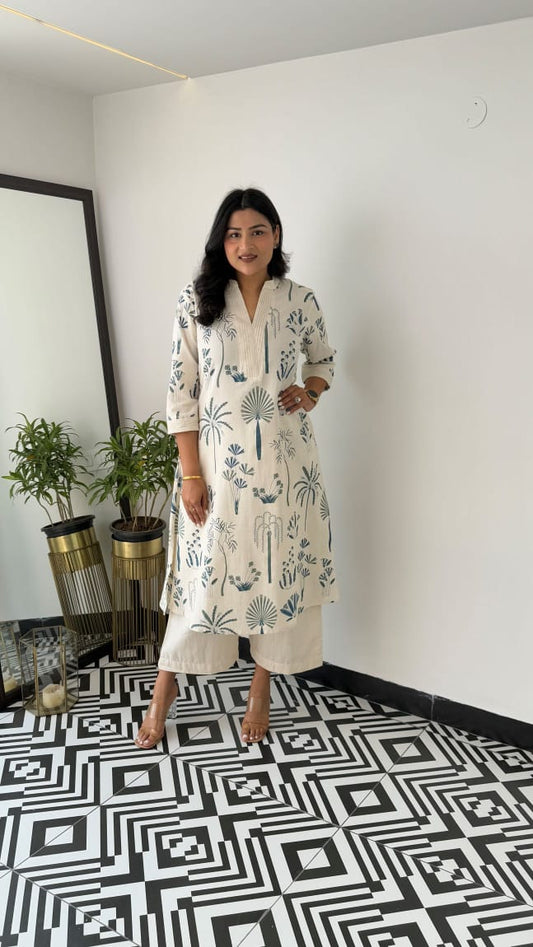 Nature-Inspired Cotton Kurti Set