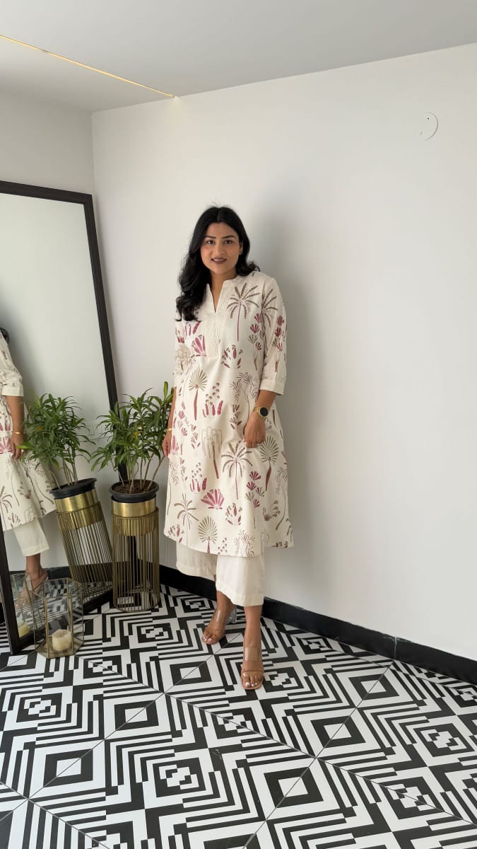 Nature-Inspired Cotton Kurti Set