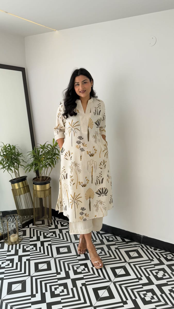 Nature-Inspired Cotton Kurti Set