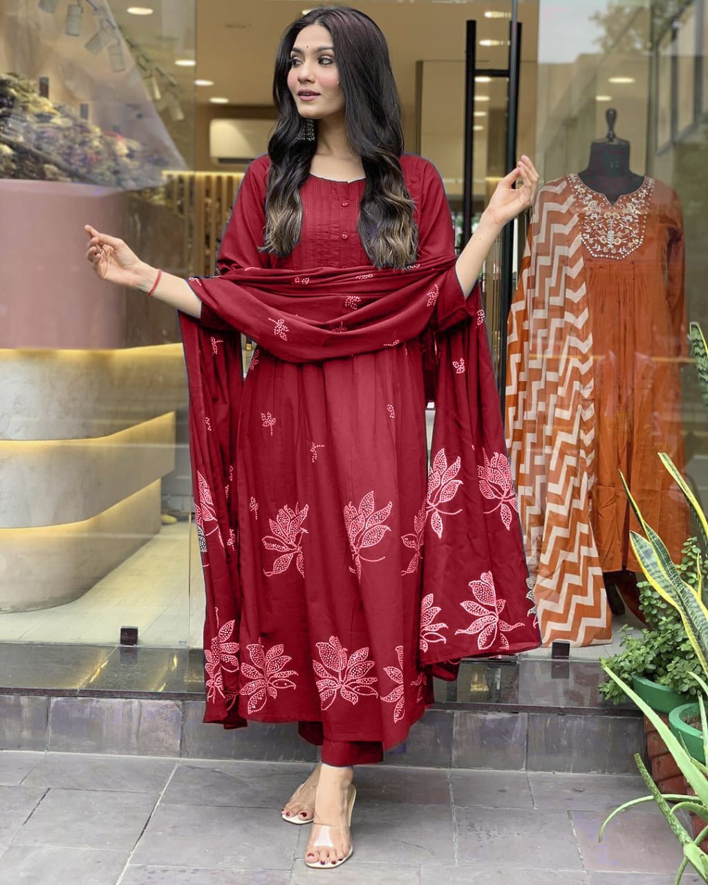 Pure Cotton Discharge Print Kurti Set