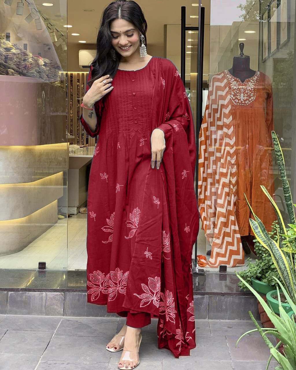 Pure Cotton Discharge Print Kurti Set