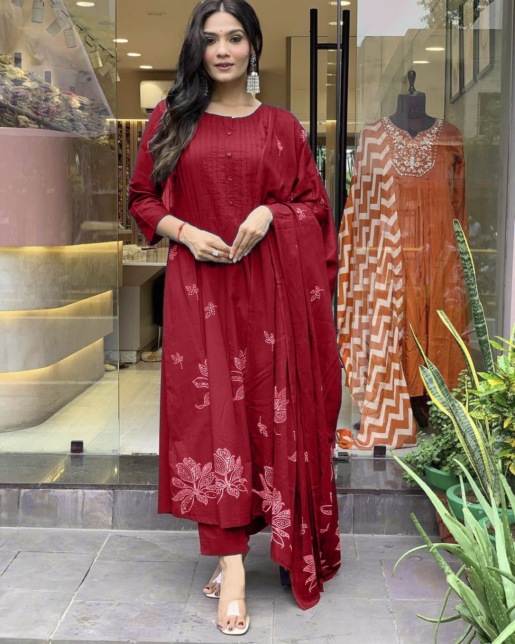 Pure Cotton Discharge Print Kurti Set