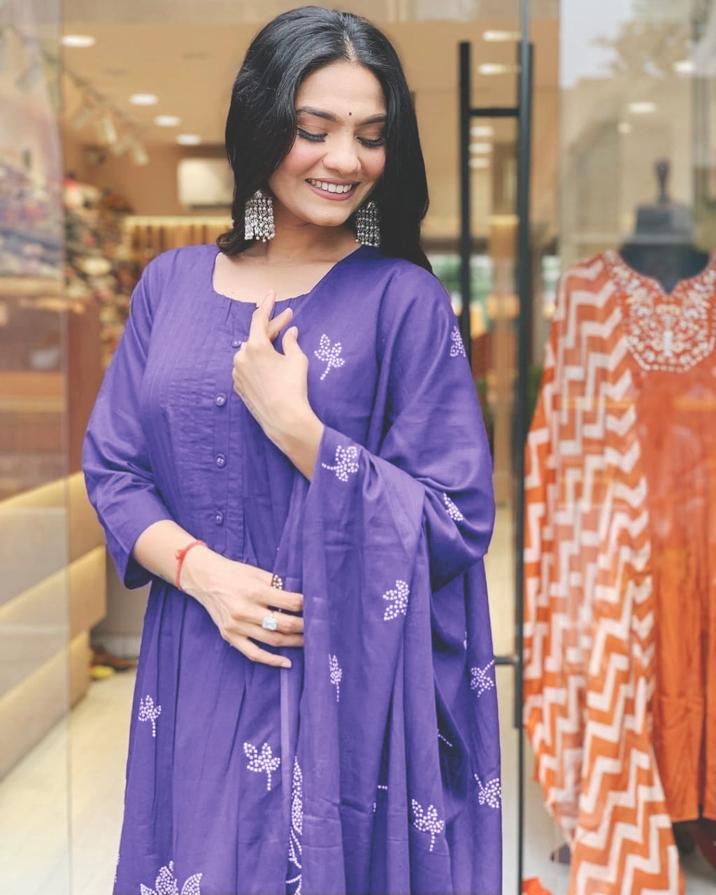 Pure Cotton Discharge Print Kurti Set