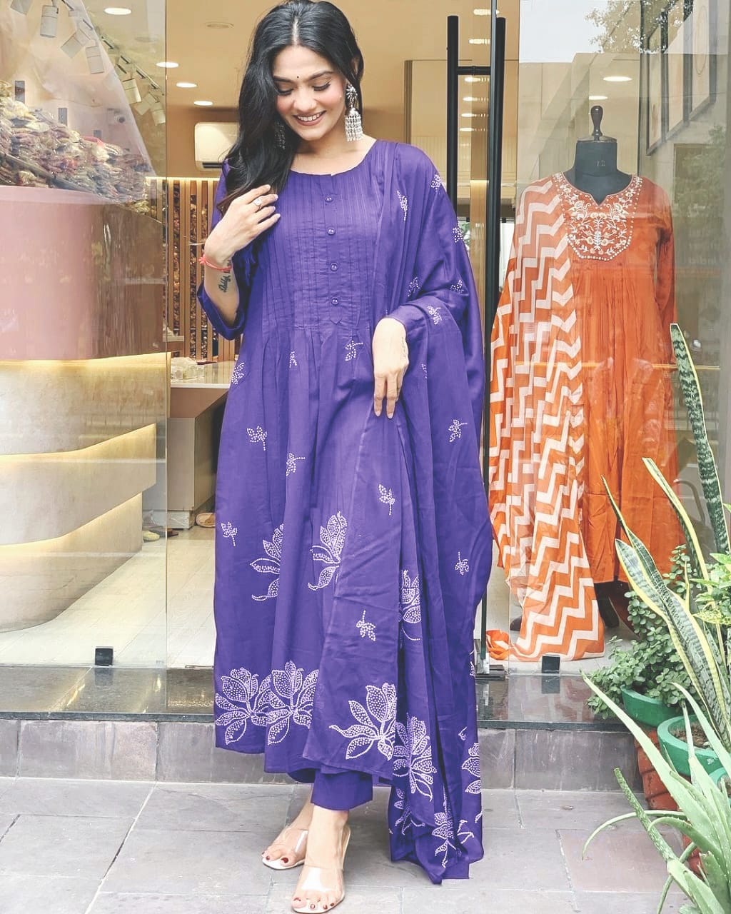 Pure Cotton Discharge Print Kurti Set