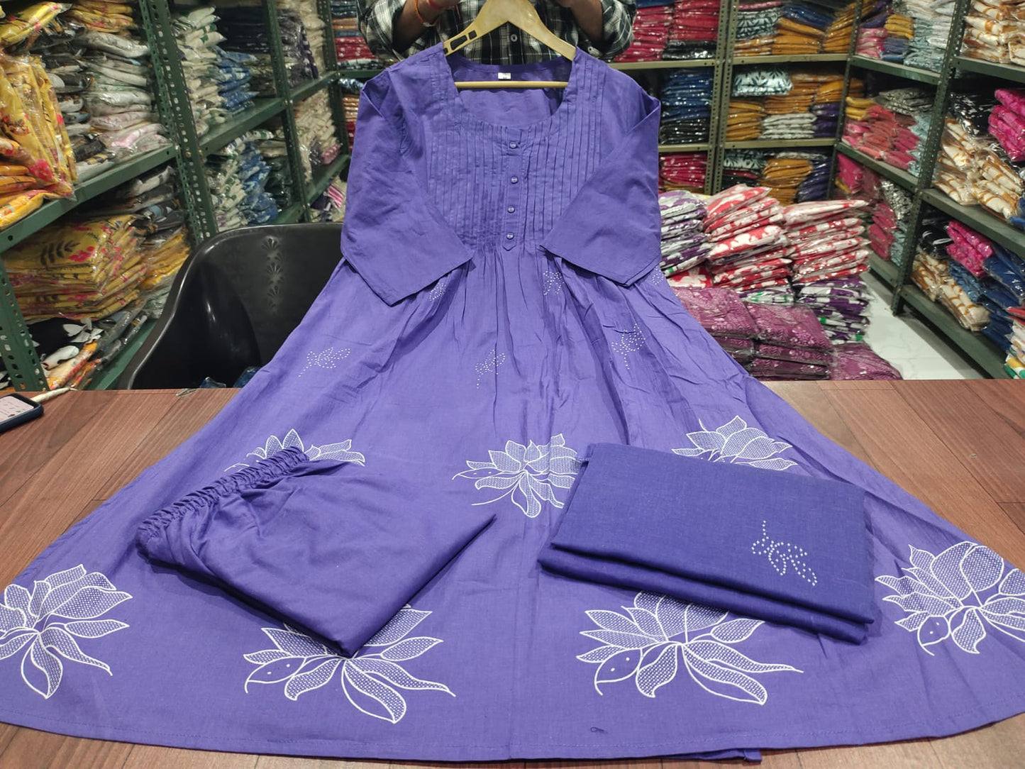 Pure Cotton Discharge Print Kurti Set