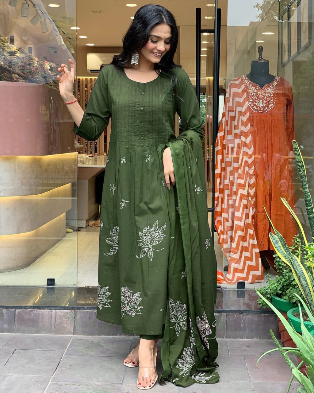 Pure Cotton Discharge Print Kurti Set