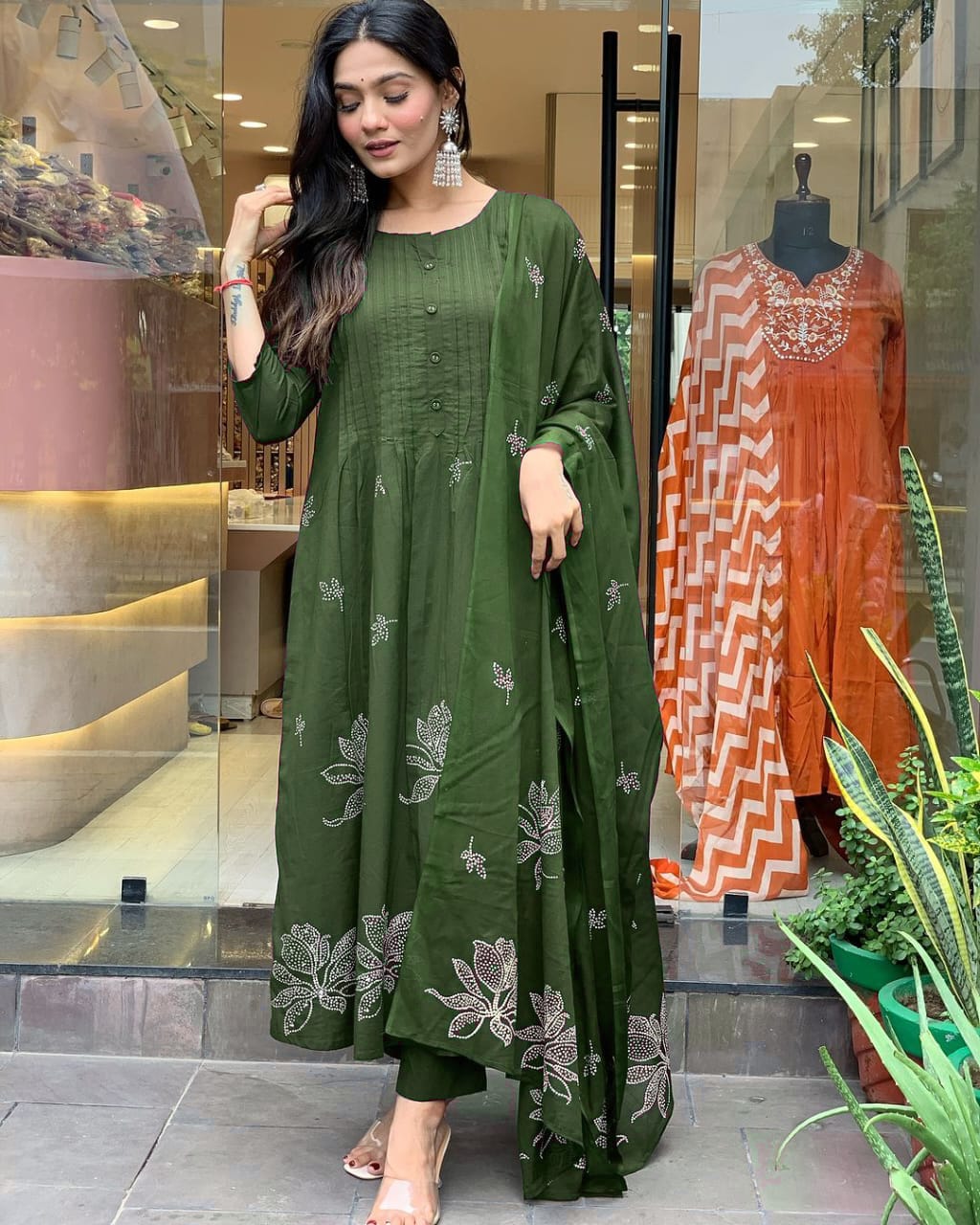 Pure Cotton Discharge Print Kurti Set
