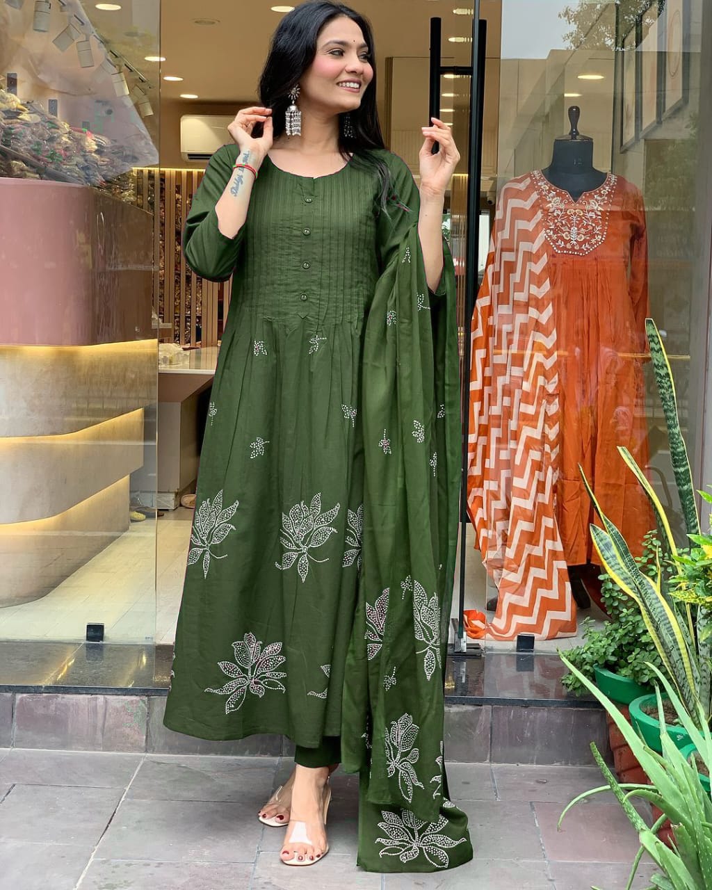 Pure Cotton Discharge Print Kurti Set