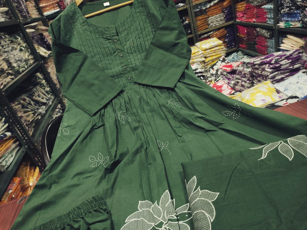 Pure Cotton Discharge Print Kurti Set