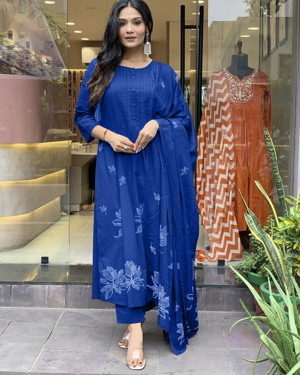 Pure Cotton Discharge Print Kurti Set