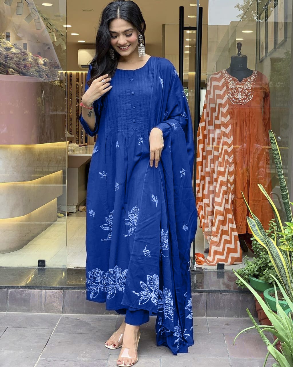 Pure Cotton Discharge Print Kurti Set