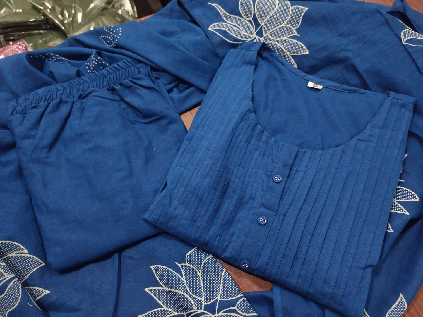 Pure Cotton Discharge Print Kurti Set