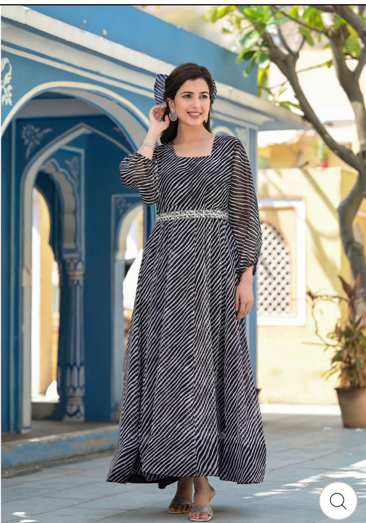 Elegant Organza Long Anarkali Kurti