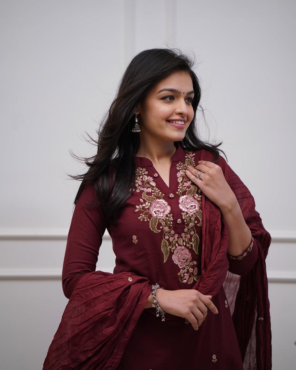 Elegance in Every Thread – Maroon Embroidered Kurti Set