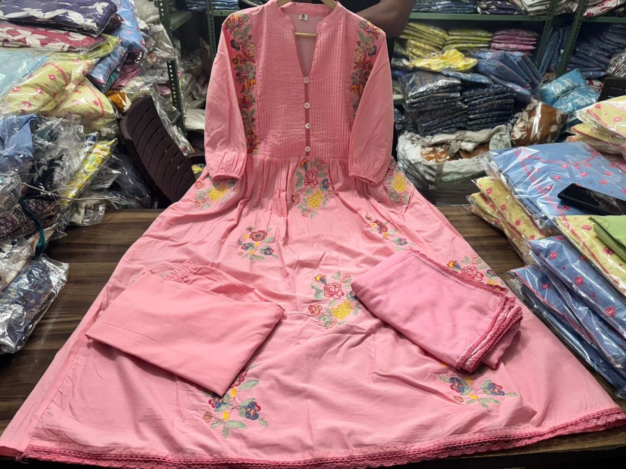 Pastel Bloom – Elegant Floral Kurti Set for Effortless Grace