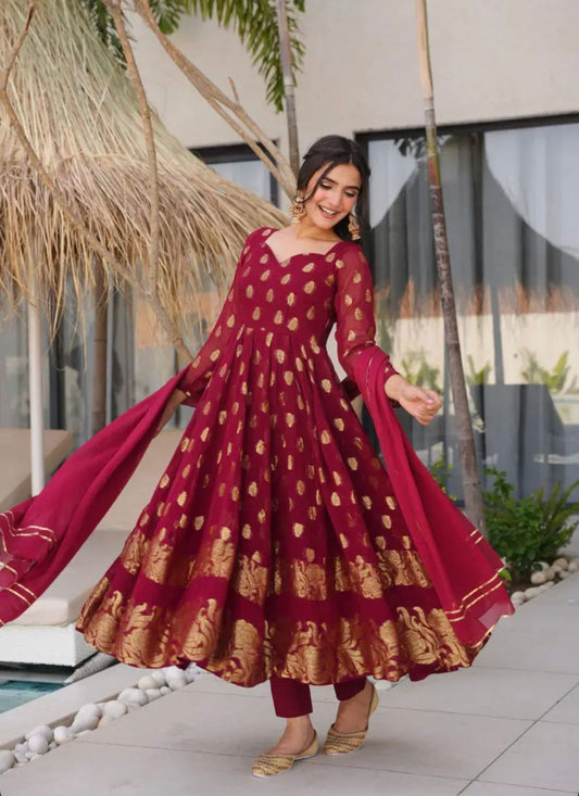 Designer Embroidery Party Wear Gown Set
