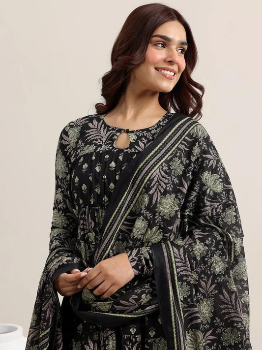Cotton Printed Anarkali Kurta Set with Dupatta