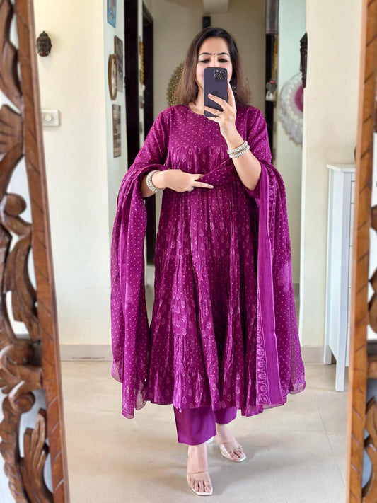 Deep Plum Anarkali Kurti