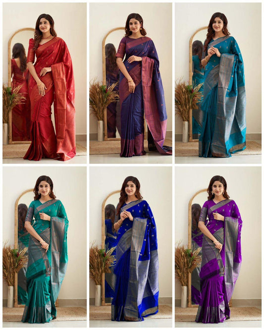 Lichi Silk Saree in Multiple Royal Shades.