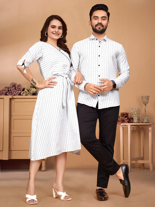 Pure Cotton Couple Combo Set - White & Black Variants.