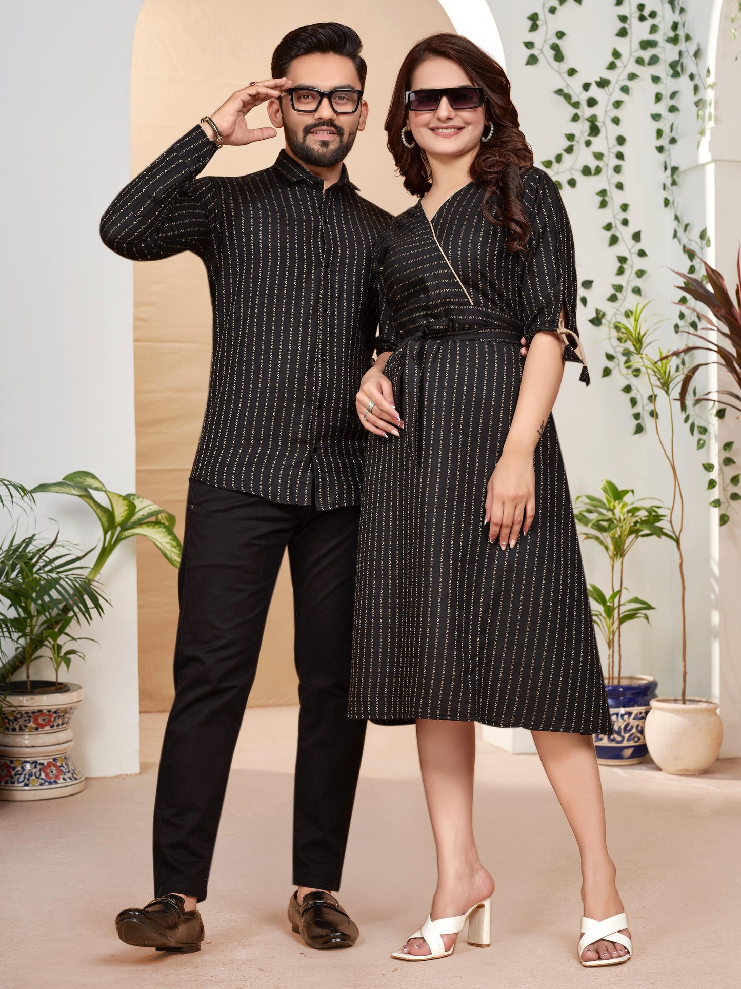 Pure Cotton Couple Combo Set - White & Black Variants.