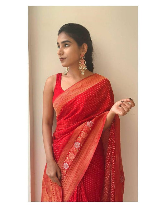 Hand-Dyed Georgette Saree.