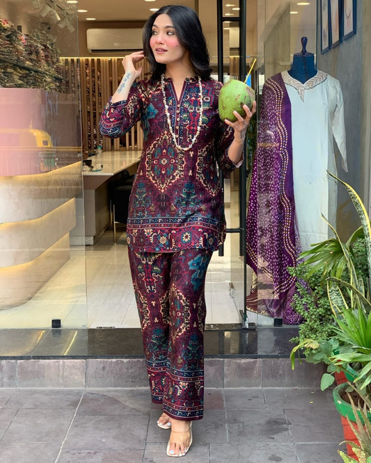 Premium Mul Cotton Co-ord Shirt Plazo Set.