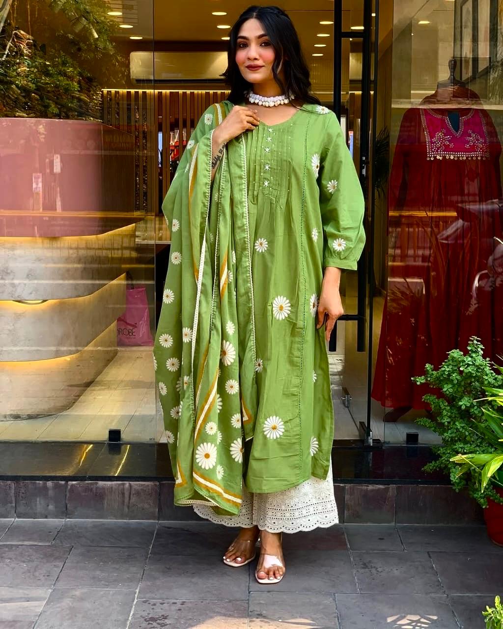 Grace in Green Kurti Set.
