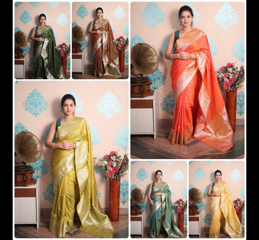 Banarasi Silk Saree Collection – with Golden Zari Work.