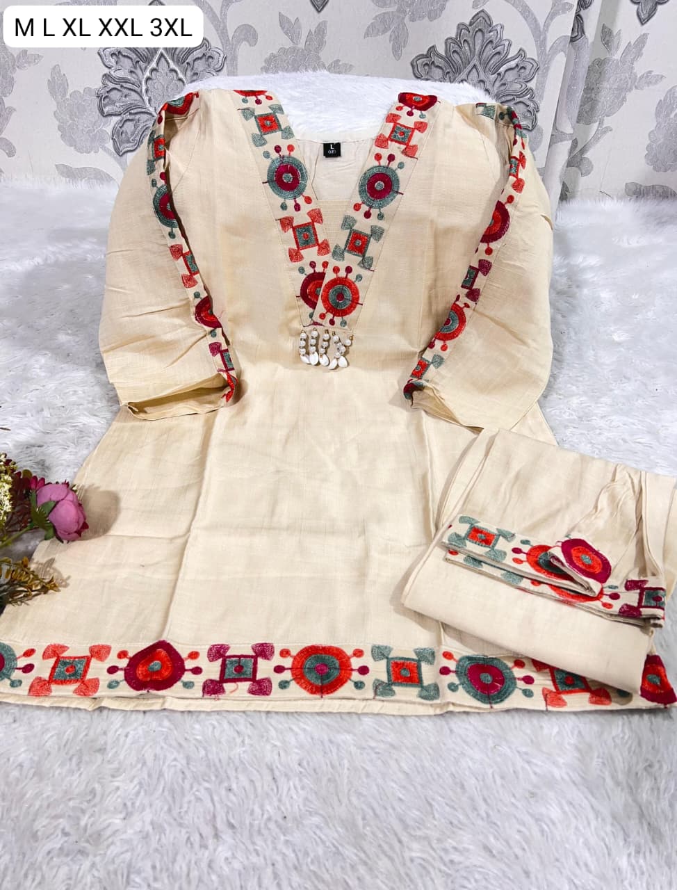 FESTIVAL COLLECTION – Elegant Embroidered Cotton Coord Set.