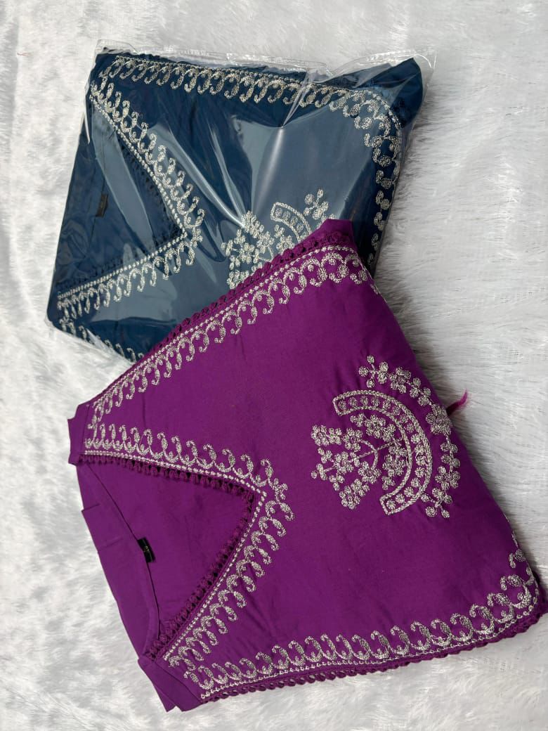 ELEGANT FLAIRED ANARKALI COTTON KURTA SET WITH HAND BLOCK CHANDERI DUPATTA.