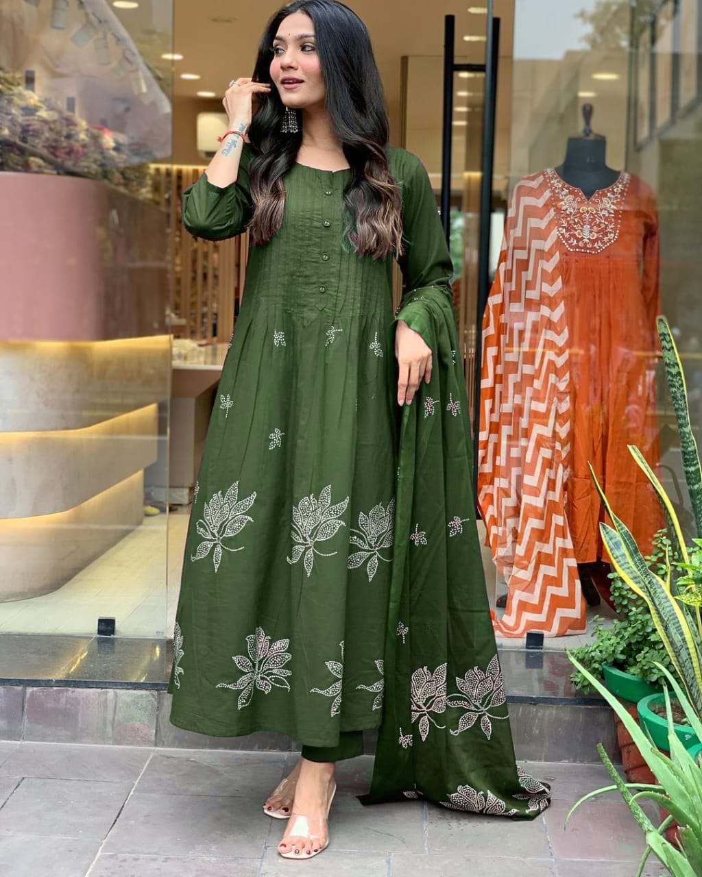 Pure Cotton Discharge Print Kurti Set