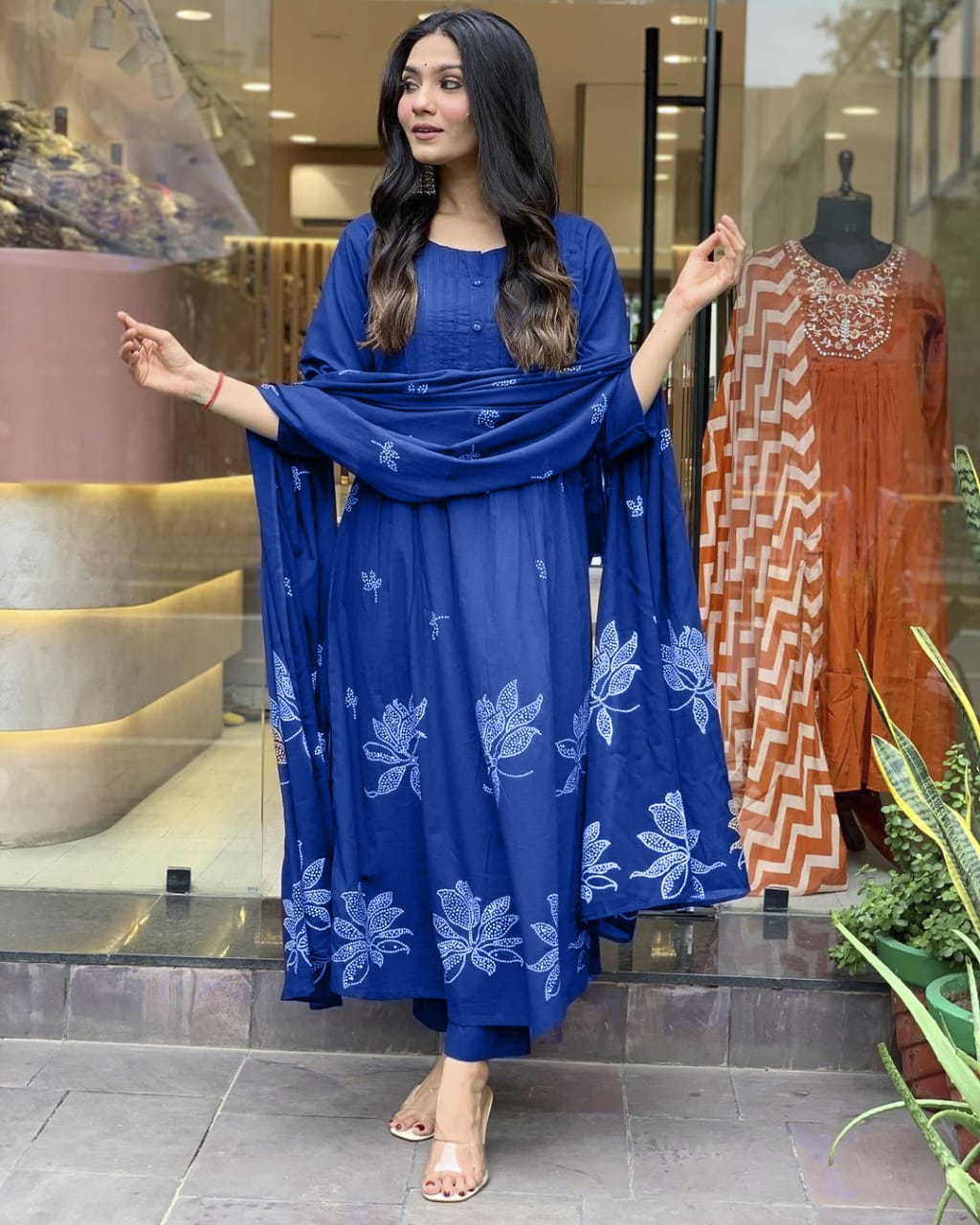 Pure Cotton Discharge Print Kurti Set