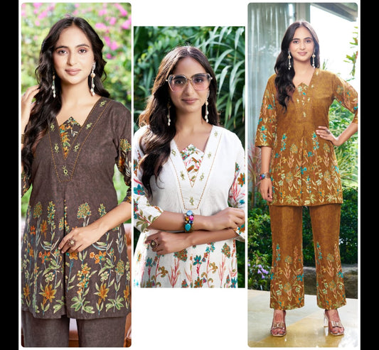 Cotton-Designer Co-Ord Set with Handwork.