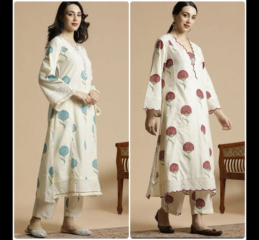 Premium Embroidered Kurta Palazzo Set.